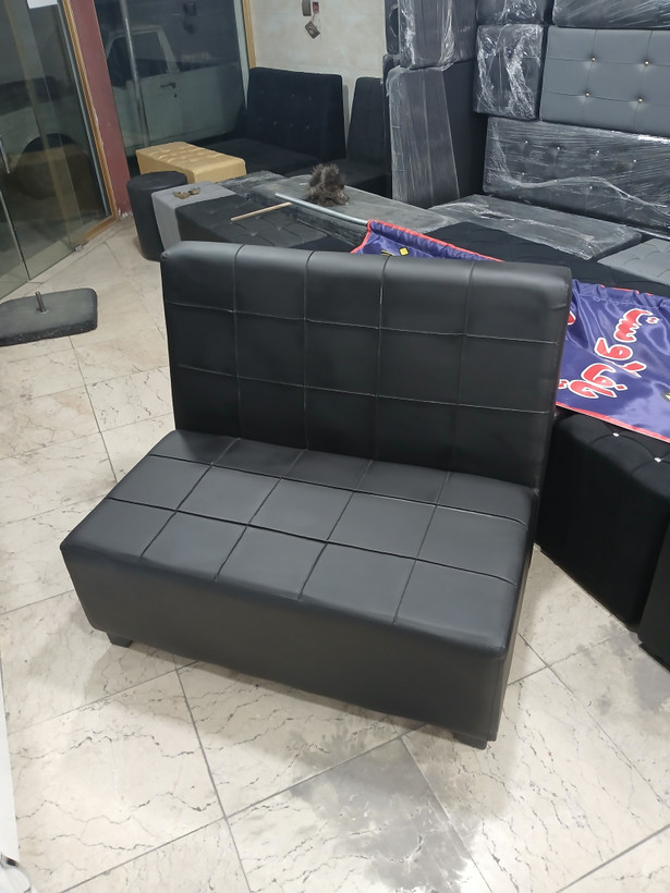 مبل گیم نت مبل کافی نت دونفره چرم مشکی کلاف چوب