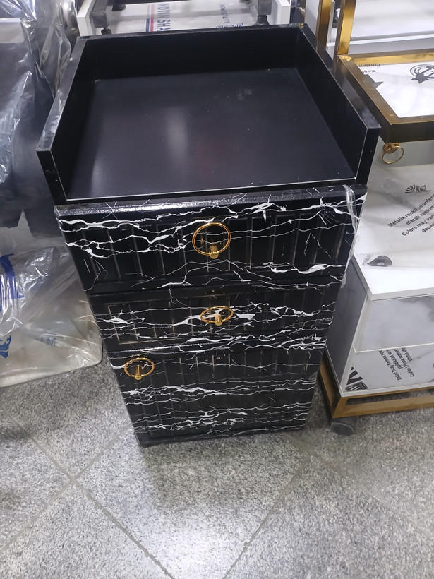 ترولی چوبی آرایشگاهی وکیوم دررنگ بندی سفیدومشکی
