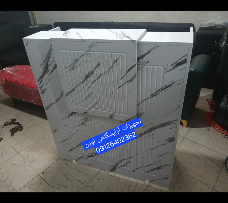 کانتر آرایشگاهی دررنگ بندی سفیدومشکی وکیوم کرکره ای