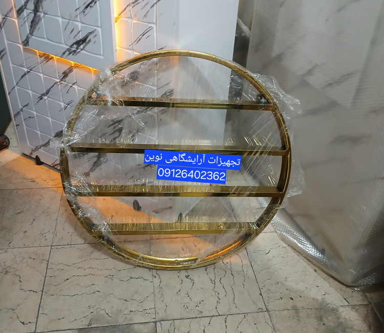 استند دیواری فلزی دایره دررنگ بندی فلز طلایی ونقره ای ومشکی