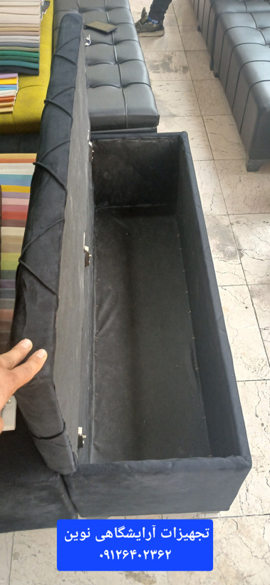 پاف سه نفره باکسدار دررنگ بندی متنوع پارچه وچرم