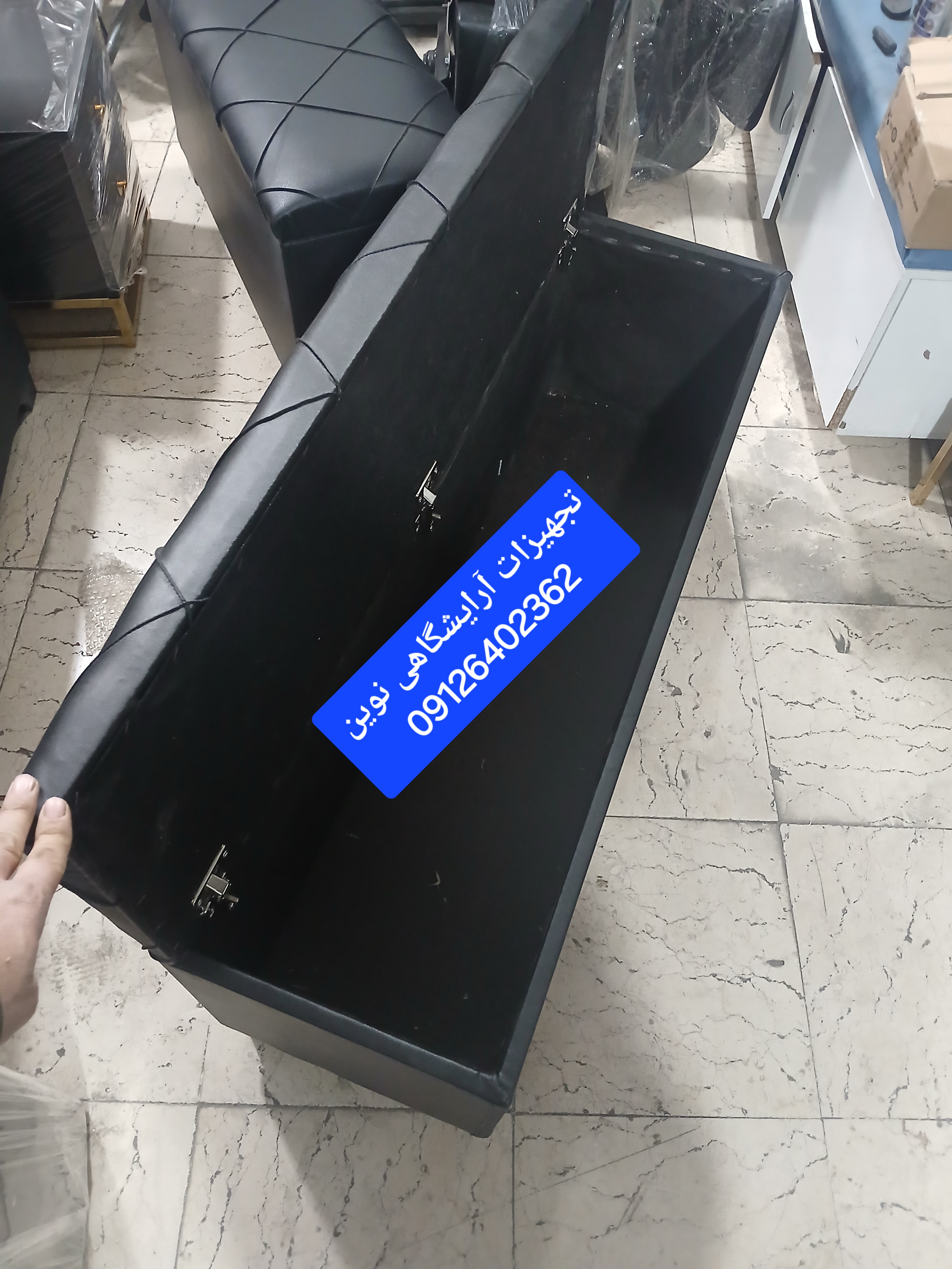پاف سه نفره باکسدار دررنگ بندی متنوع پارچه وچرم
