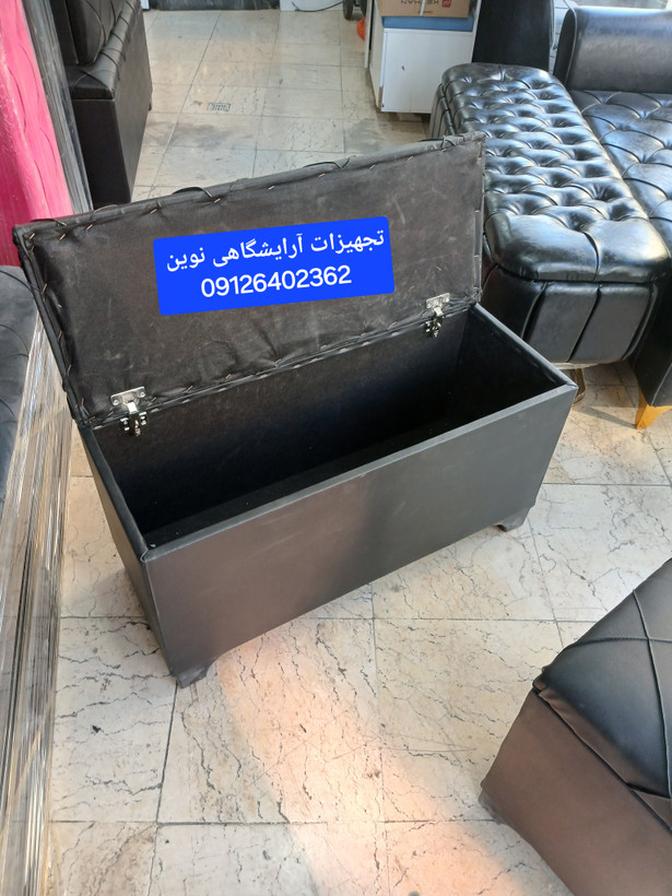 پاف سه نفره باکسدار دررنگ بندی متنوع پارچه وچرم