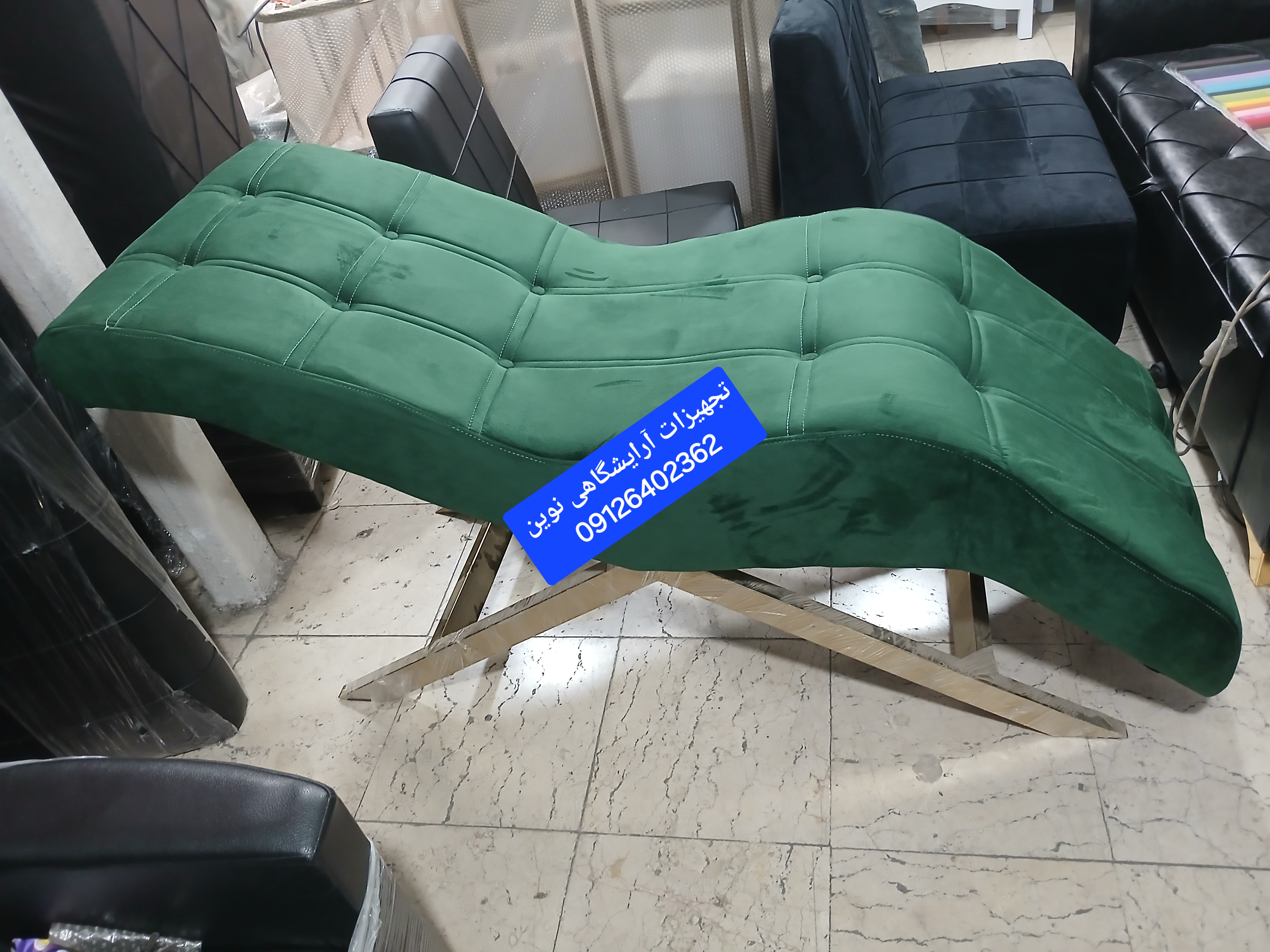 تخت آرایشگاهی مدل موجی پارچه دیاموند دررنگ بندی متنوع پارچه