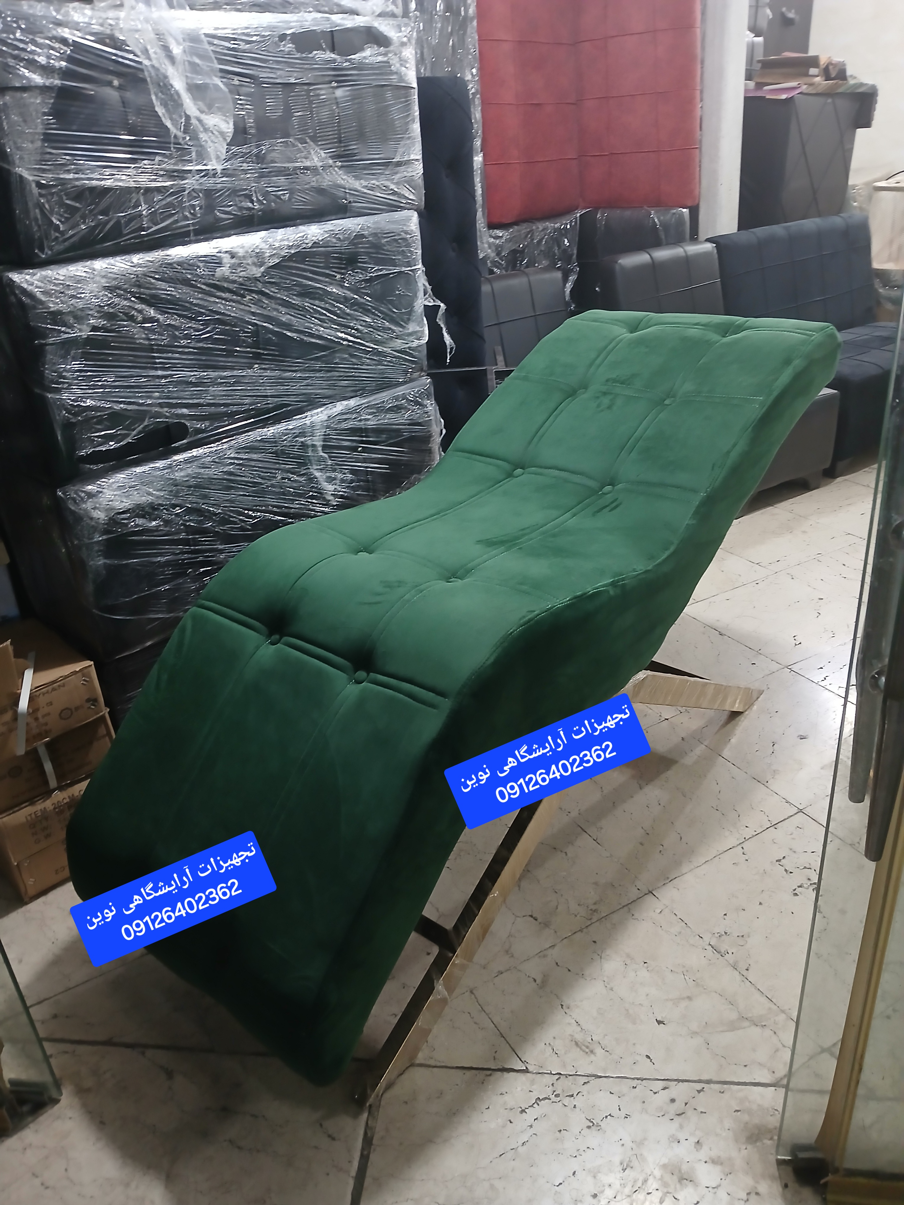 تخت آرایشگاهی مدل موجی پارچه دیاموند دررنگ بندی متنوع پارچه