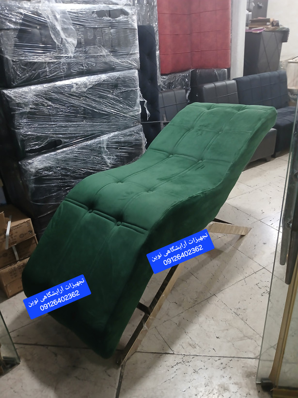 تخت آرایشگاهی مدل موجی پارچه دیاموند دررنگ بندی متنوع پارچه